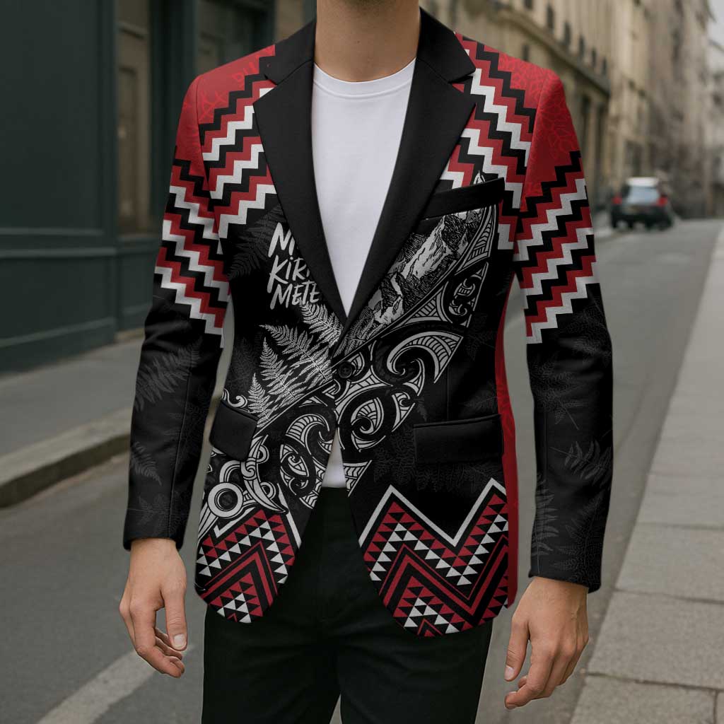 New Zealand Christmas Taniko Poutama Blazer Mountainscape Maori Fern - Aussie Hoodie