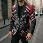 New Zealand Christmas Taniko Poutama Blazer Mountainscape Maori Fern - Aussie Hoodie