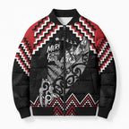 New Zealand Christmas Taniko Poutama Bomber Puffer Jacket Mountainscape Maori Fern - Aussie Hoodie
