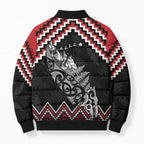 New Zealand Christmas Taniko Poutama Bomber Puffer Jacket Mountainscape Maori Fern - Aussie Hoodie