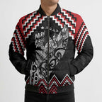 New Zealand Christmas Taniko Poutama Bomber Puffer Jacket Mountainscape Maori Fern - Aussie Hoodie