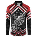 New Zealand Christmas Taniko Poutama Button Sweatshirt Mountainscape Maori Fern - Aussie Hoodie