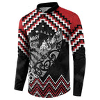New Zealand Christmas Taniko Poutama Button Sweatshirt Mountainscape Maori Fern - Aussie Hoodie