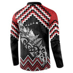 New Zealand Christmas Taniko Poutama Button Sweatshirt Mountainscape Maori Fern - Aussie Hoodie