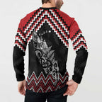 New Zealand Christmas Taniko Poutama Button Sweatshirt Mountainscape Maori Fern - Aussie Hoodie