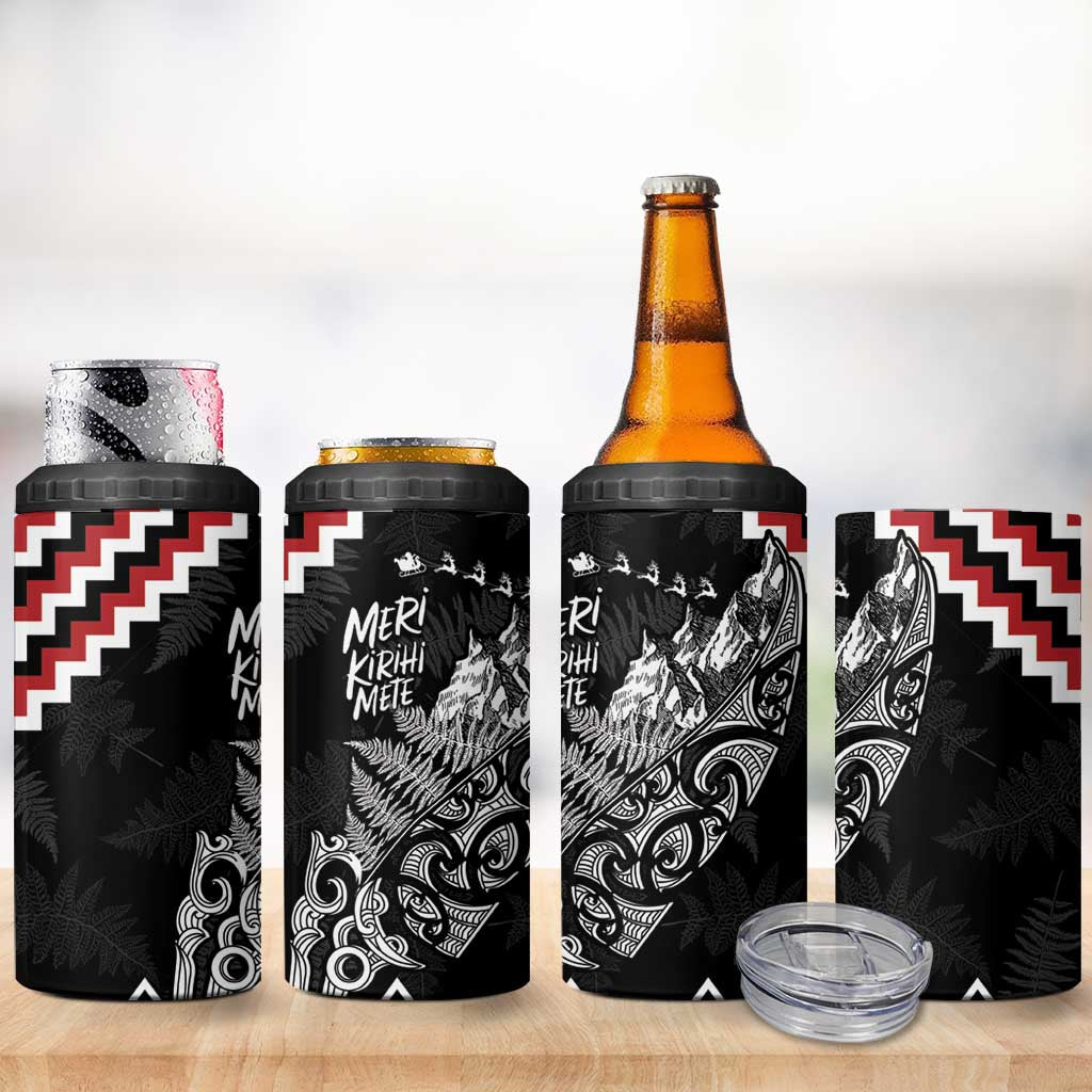New Zealand Christmas Taniko Poutama 4 in 1 Can Cooler Tumbler Mountainscape Maori Fern - Aussie Hoodie