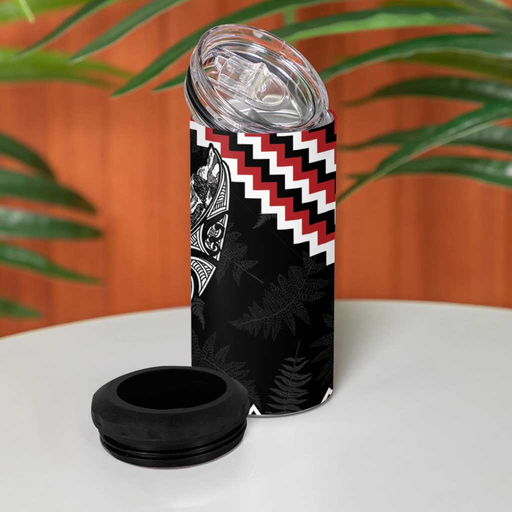 New Zealand Christmas Taniko Poutama 4 in 1 Can Cooler Tumbler Mountainscape Maori Fern - Aussie Hoodie