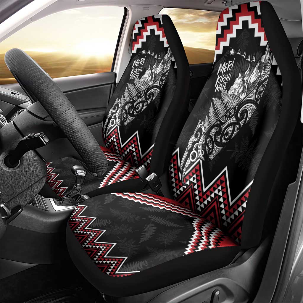New Zealand Christmas Taniko Poutama Car Seat Cover Mountainscape Maori Fern - Aussie Hoodie