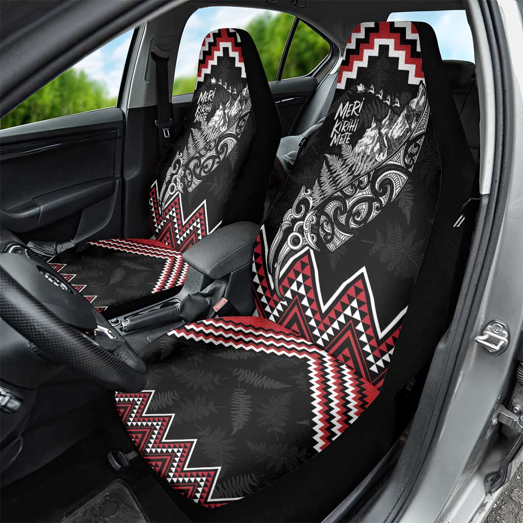 New Zealand Christmas Taniko Poutama Car Seat Cover Mountainscape Maori Fern - Aussie Hoodie