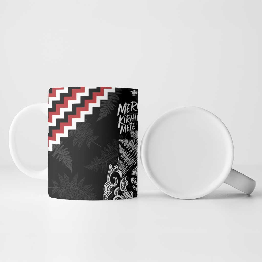New Zealand Christmas Taniko Poutama Ceramic Mug Mountainscape Maori Fern - Aussie Hoodie