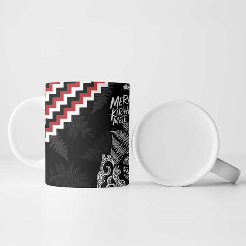 New Zealand Christmas Taniko Poutama Ceramic Mug Mountainscape Maori Fern - Aussie Hoodie