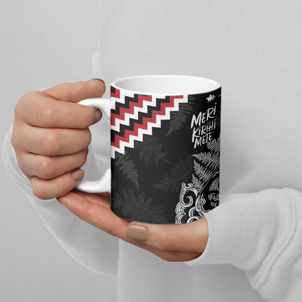 New Zealand Christmas Taniko Poutama Ceramic Mug Mountainscape Maori Fern - Aussie Hoodie