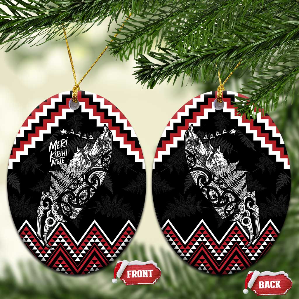 New Zealand Christmas Taniko Poutama Ceramic Ornament Mountainscape Maori Fern - Aussie Hoodie