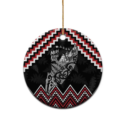 New Zealand Christmas Taniko Poutama Ceramic Ornament Mountainscape Maori Fern - Aussie Hoodie