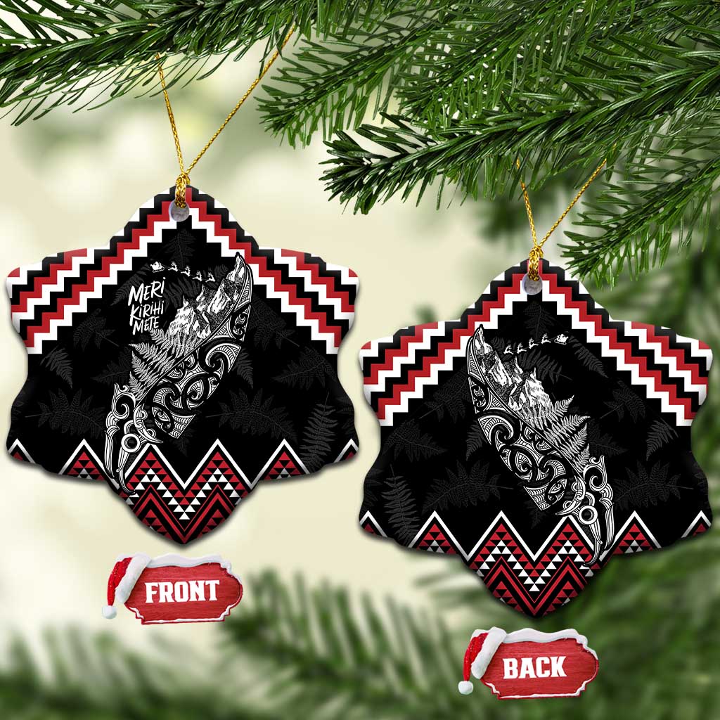 New Zealand Christmas Taniko Poutama Ceramic Ornament Mountainscape Maori Fern - Aussie Hoodie