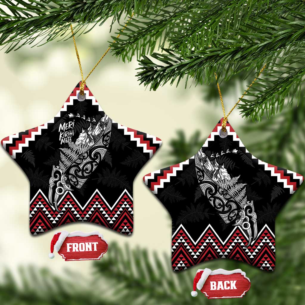 New Zealand Christmas Taniko Poutama Ceramic Ornament Mountainscape Maori Fern - Aussie Hoodie