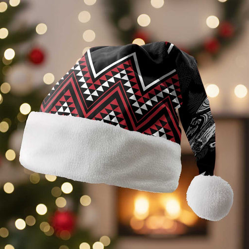 New Zealand Christmas Taniko Poutama Christmas Santa Hat Mountainscape Maori Fern - Aussie Hoodie