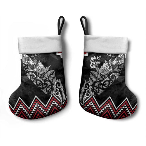 New Zealand Christmas Taniko Poutama Christmas Stocking Mountainscape Maori Fern - Aussie Hoodie