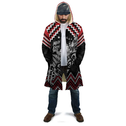 New Zealand Christmas Taniko Poutama Cloak Mountainscape Maori Fern - Aussie Hoodie