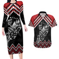 New Zealand Christmas Taniko Poutama Couples Matching Long Sleeve Bodycon Dress and Hawaiian Shirt Mountainscape Maori Fern - Aussie Hoodie