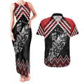 New Zealand Christmas Taniko Poutama Couples Matching Tank Maxi Dress and Hawaiian Shirt Mountainscape Maori Fern - Aussie Hoodie