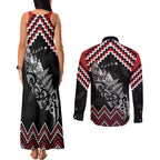 New Zealand Christmas Taniko Poutama Couples Matching Tank Maxi Dress and Long Sleeve Button Shirt Mountainscape Maori Fern - Aussie Hoodie