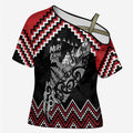 New Zealand Christmas Taniko Poutama Cross Shoulder Shirt Mountainscape Maori Fern - Aussie Hoodie