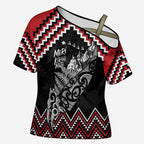 New Zealand Christmas Taniko Poutama Cross Shoulder Shirt Mountainscape Maori Fern - Aussie Hoodie