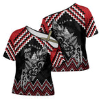 New Zealand Christmas Taniko Poutama Cross Shoulder Shirt Mountainscape Maori Fern - Aussie Hoodie