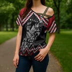 New Zealand Christmas Taniko Poutama Cross Shoulder Shirt Mountainscape Maori Fern - Aussie Hoodie
