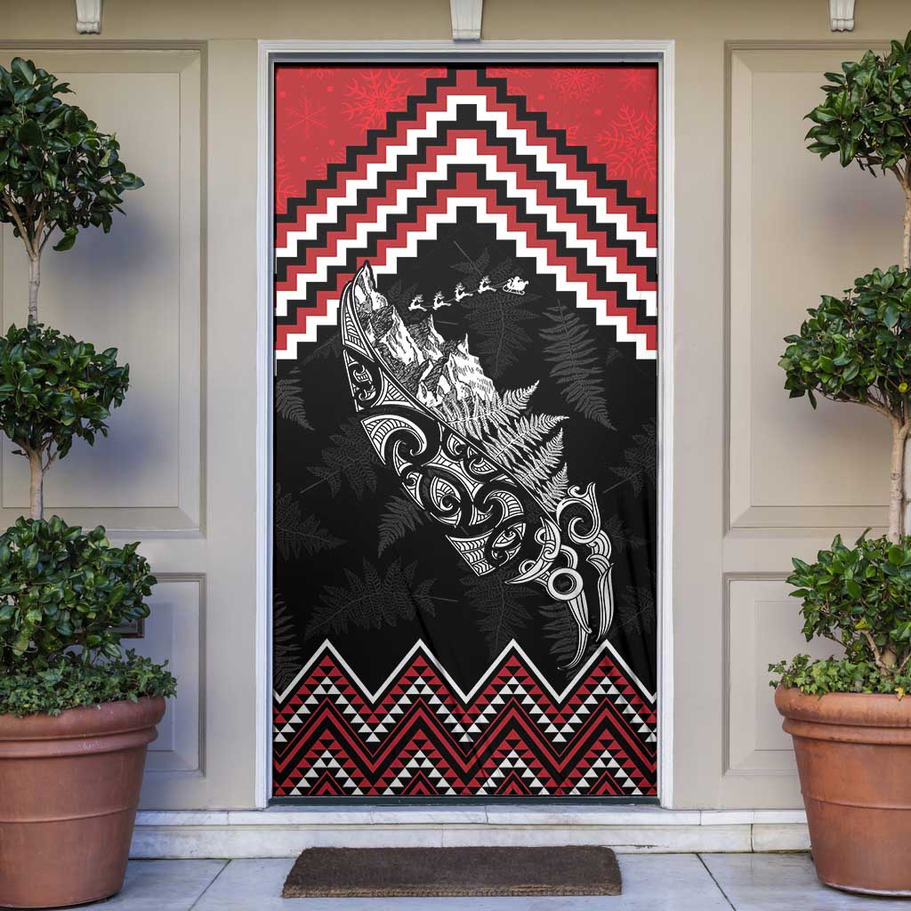 New Zealand Christmas Taniko Poutama Door Cover Mountainscape Maori Fern - Aussie Hoodie