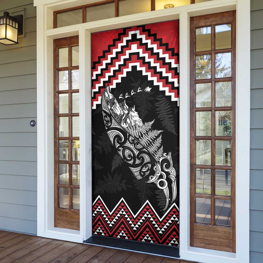 New Zealand Christmas Taniko Poutama Door Cover Mountainscape Maori Fern - Aussie Hoodie