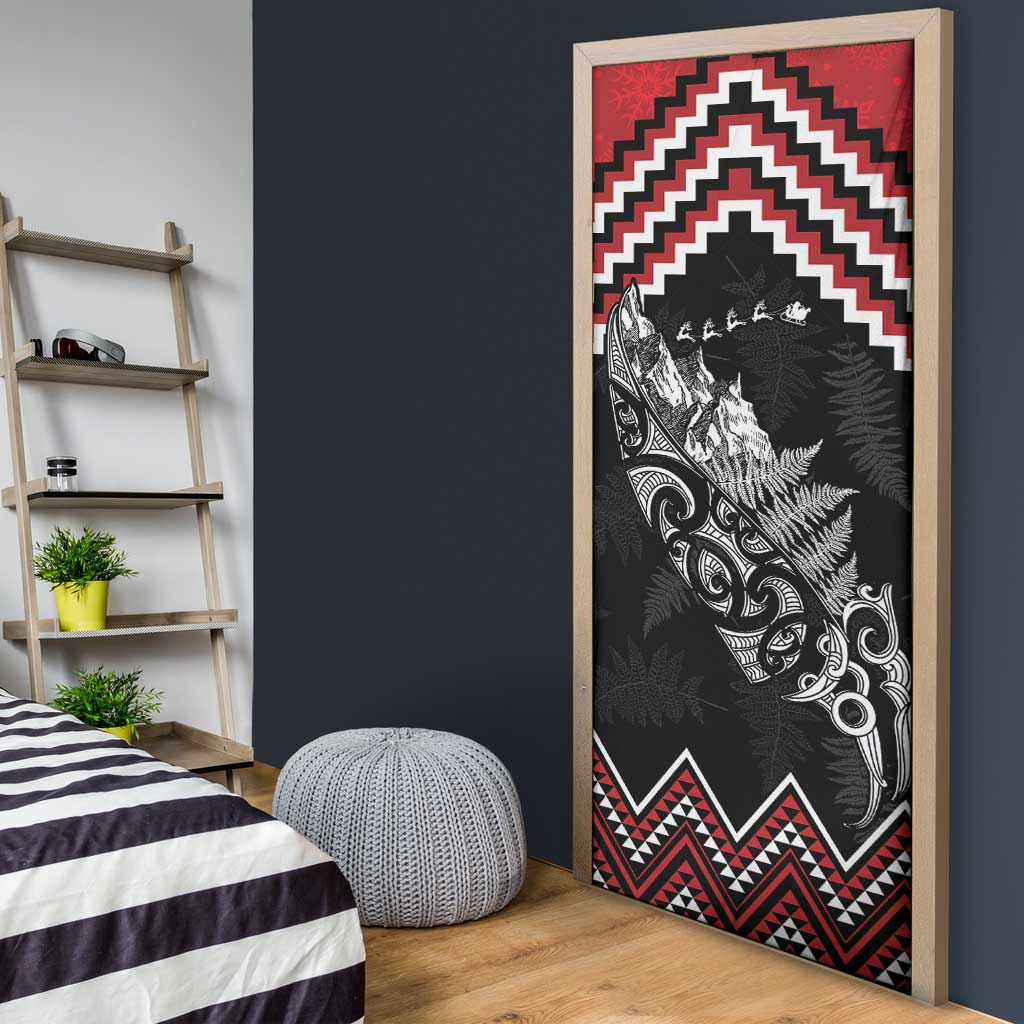 New Zealand Christmas Taniko Poutama Door Cover Mountainscape Maori Fern - Aussie Hoodie