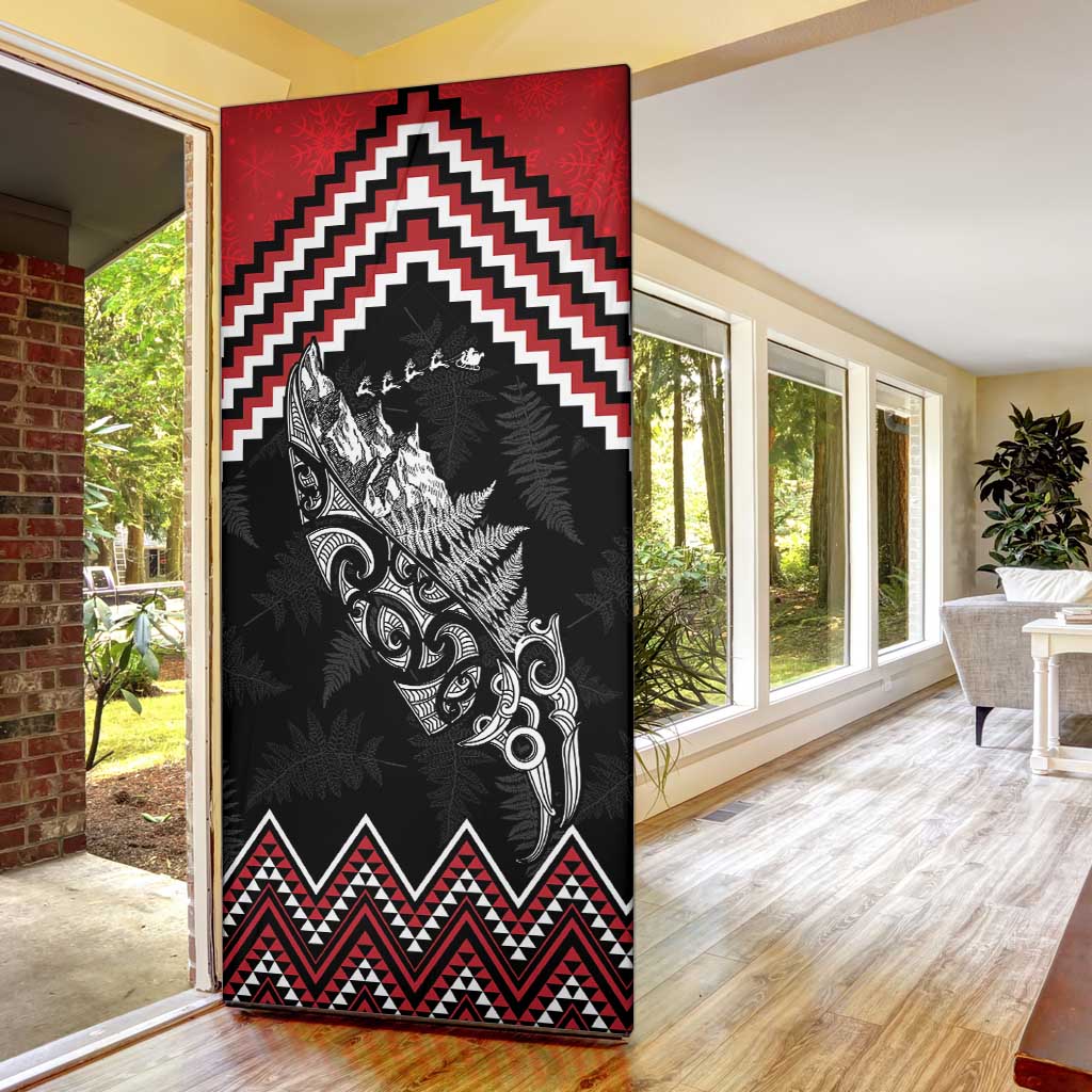 New Zealand Christmas Taniko Poutama Door Cover Mountainscape Maori Fern - Aussie Hoodie