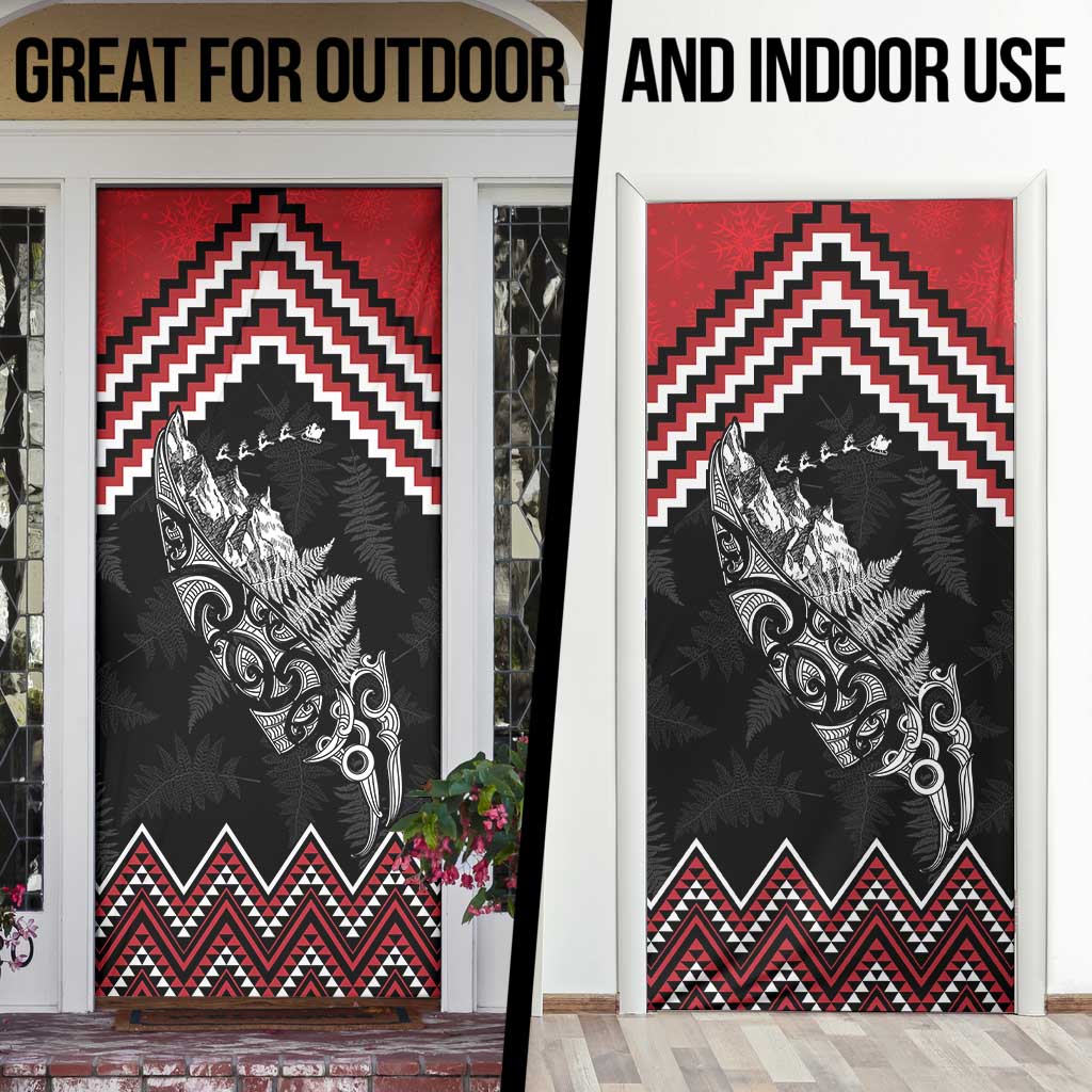 New Zealand Christmas Taniko Poutama Door Cover Mountainscape Maori Fern - Aussie Hoodie