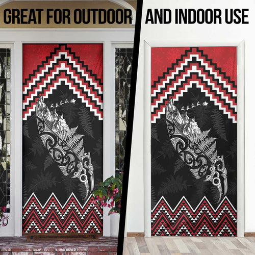 New Zealand Christmas Taniko Poutama Door Cover Mountainscape Maori Fern - Aussie Hoodie