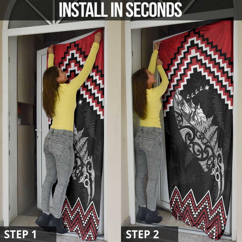 New Zealand Christmas Taniko Poutama Door Cover Mountainscape Maori Fern - Aussie Hoodie