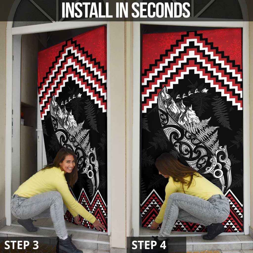 New Zealand Christmas Taniko Poutama Door Cover Mountainscape Maori Fern - Aussie Hoodie