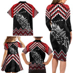 New Zealand Christmas Taniko Poutama Family Matching Long Sleeve Bodycon Dress and Hawaiian Shirt Mountainscape Maori Fern - Aussie Hoodie