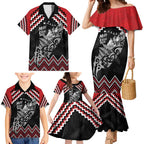 New Zealand Christmas Taniko Poutama Family Matching Mermaid Dress and Hawaiian Shirt Mountainscape Maori Fern - Aussie Hoodie