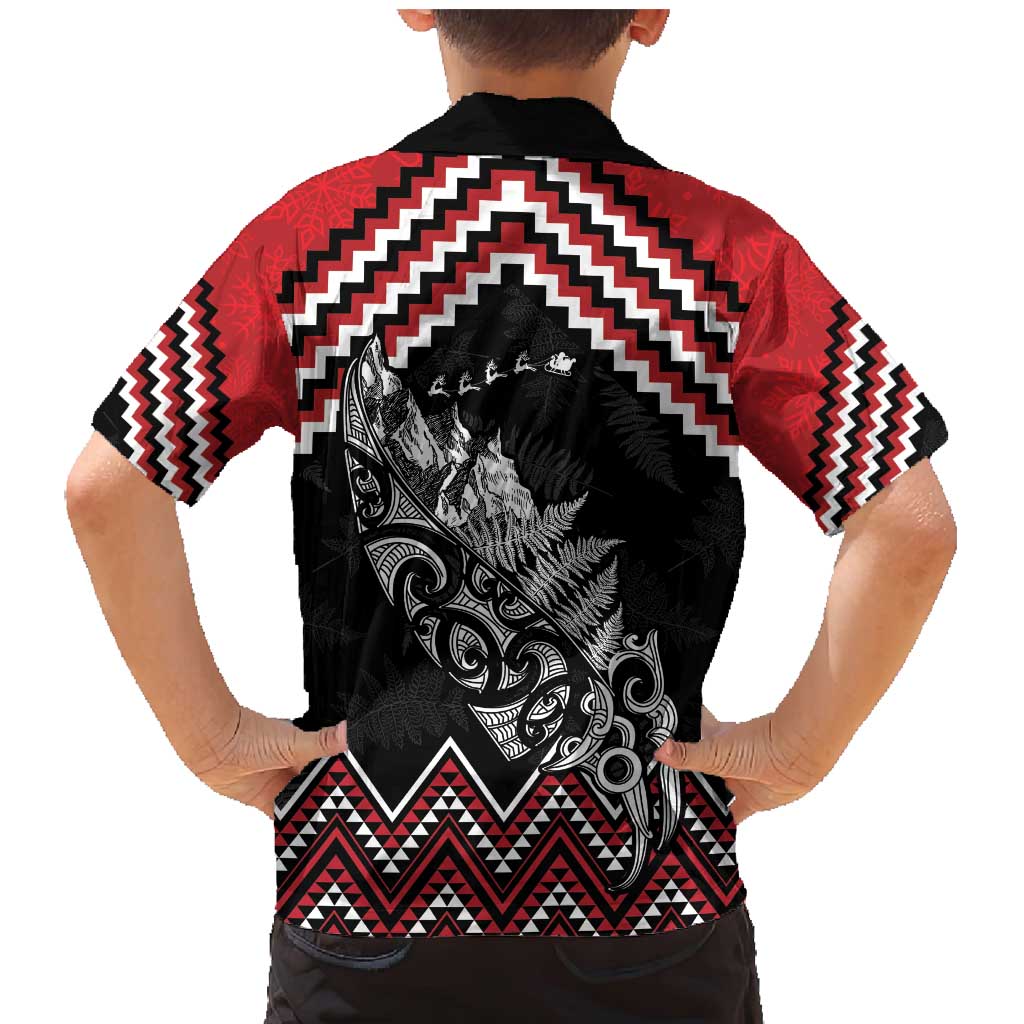 New Zealand Christmas Taniko Poutama Family Matching Mermaid Dress and Hawaiian Shirt Mountainscape Maori Fern - Aussie Hoodie