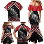 New Zealand Christmas Taniko Poutama Family Matching Mermaid Dress and Hawaiian Shirt Mountainscape Maori Fern - Aussie Hoodie
