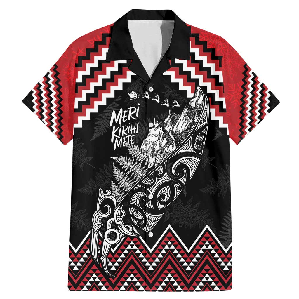 New Zealand Christmas Taniko Poutama Family Matching Mermaid Dress and Hawaiian Shirt Mountainscape Maori Fern - Aussie Hoodie