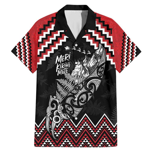New Zealand Christmas Taniko Poutama Family Matching Mermaid Dress and Hawaiian Shirt Mountainscape Maori Fern - Aussie Hoodie