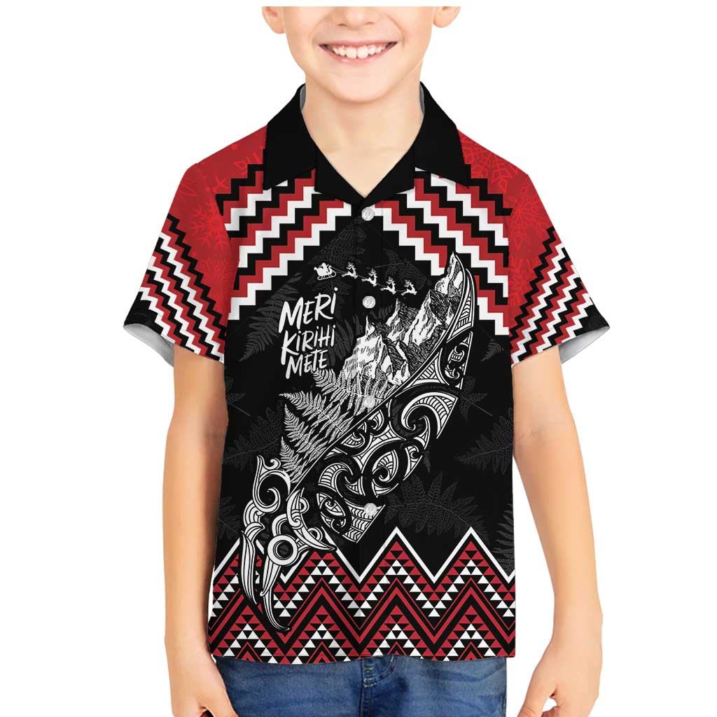 New Zealand Christmas Taniko Poutama Family Matching Mermaid Dress and Hawaiian Shirt Mountainscape Maori Fern - Aussie Hoodie