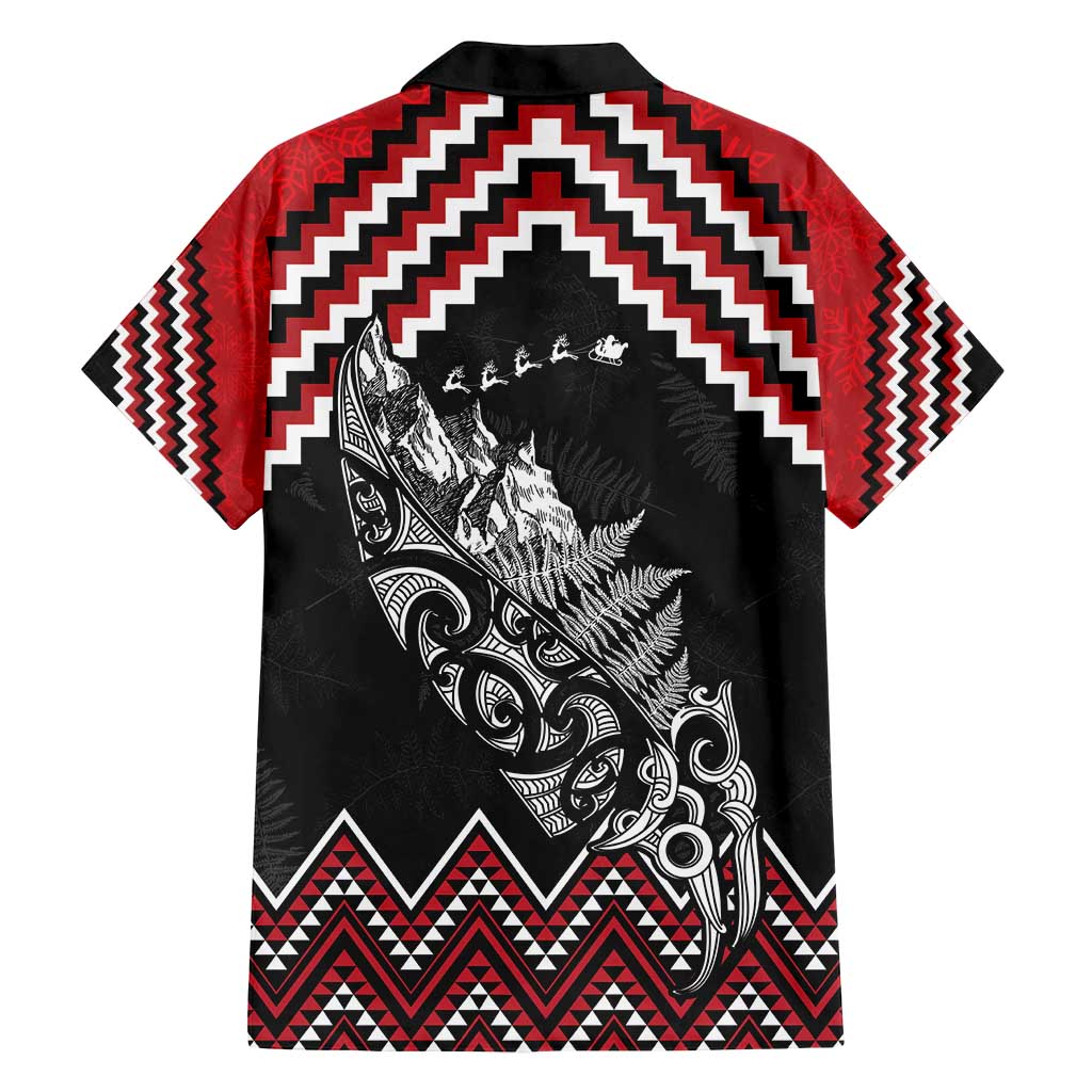 New Zealand Christmas Taniko Poutama Family Matching Off Shoulder Maxi Dress and Hawaiian Shirt Mountainscape Maori Fern - Aussie Hoodie