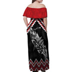 New Zealand Christmas Taniko Poutama Family Matching Off Shoulder Maxi Dress and Hawaiian Shirt Mountainscape Maori Fern - Aussie Hoodie