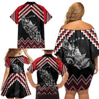 New Zealand Christmas Taniko Poutama Family Matching Off Shoulder Short Dress and Hawaiian Shirt Mountainscape Maori Fern - Aussie Hoodie