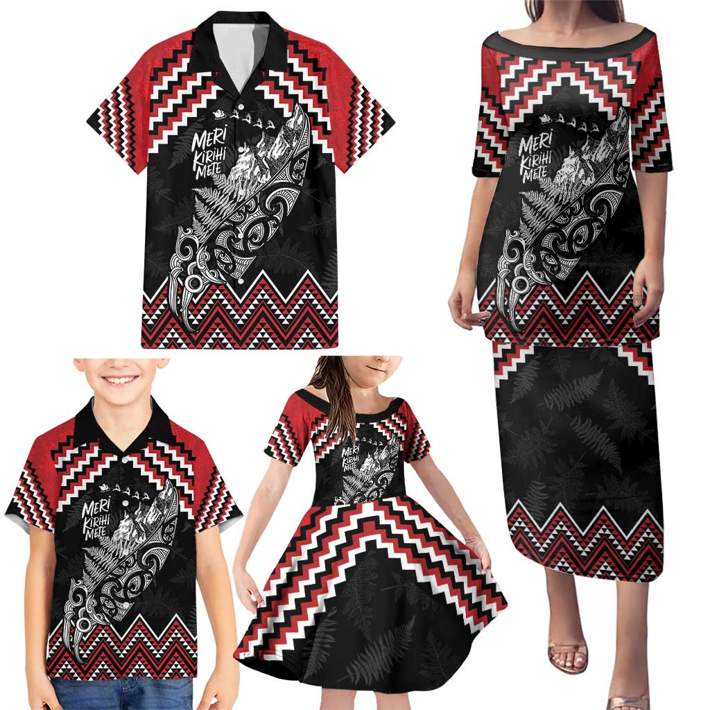 New Zealand Christmas Taniko Poutama Family Matching Puletasi and Hawaiian Shirt Mountainscape Maori Fern - Aussie Hoodie