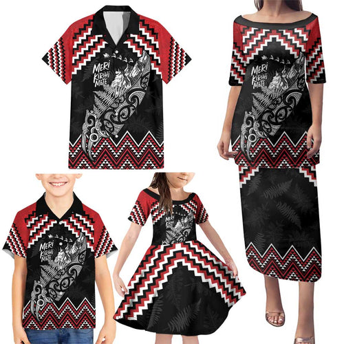 New Zealand Christmas Taniko Poutama Family Matching Puletasi and Hawaiian Shirt Mountainscape Maori Fern - Aussie Hoodie